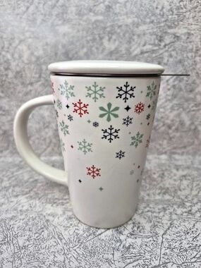 Retired David's Tea Christmas Snowflake The Perfect Tea Mug with Infuser